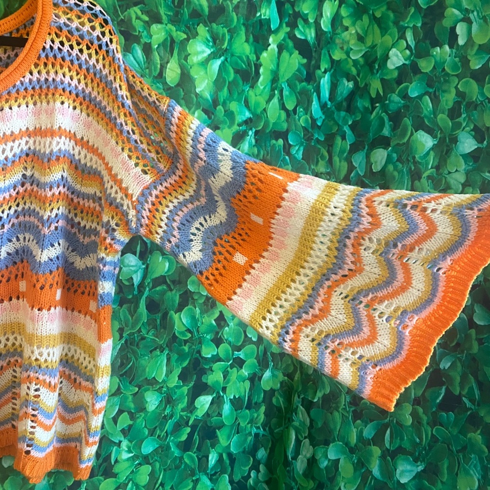 Shein - Colorful Crochet Knit Sweater(curvy size) - Picture 4 of 9